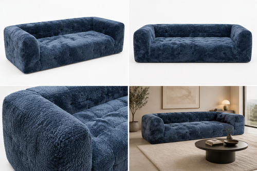 Canapé compressible K-30 en chenille bleu
