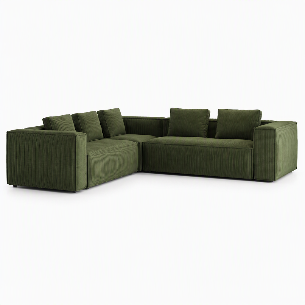 Canapé compressible K-11 en velours vert olive